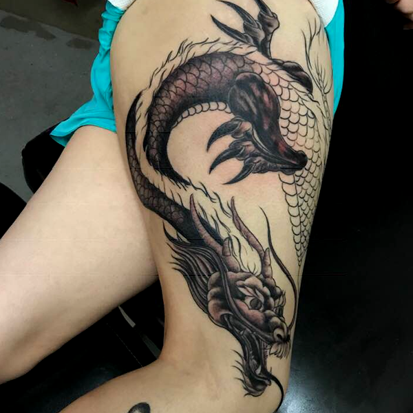 Highly Detailed Asian Dragon Tattoo Illustration Stock Illustration -  Download Image Now - Dragon, Japan, Japanese Culture - iStock
